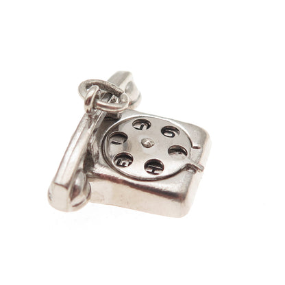 Wells 925 Sterling Silver Vintage Hello Retro Rotary Phone 3D Mini Charm Pendant