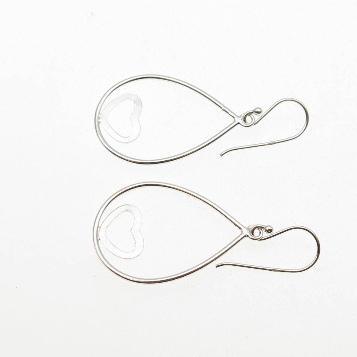 925 Sterling Silver Heart Teardrop Dangle Earrings