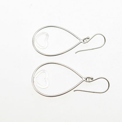 925 Sterling Silver Heart Teardrop Dangle Earrings