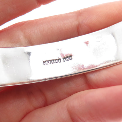 925 Sterling Silver Vintage Mexico Modernist Dotted Oxidized Bangle Bracelet 8"