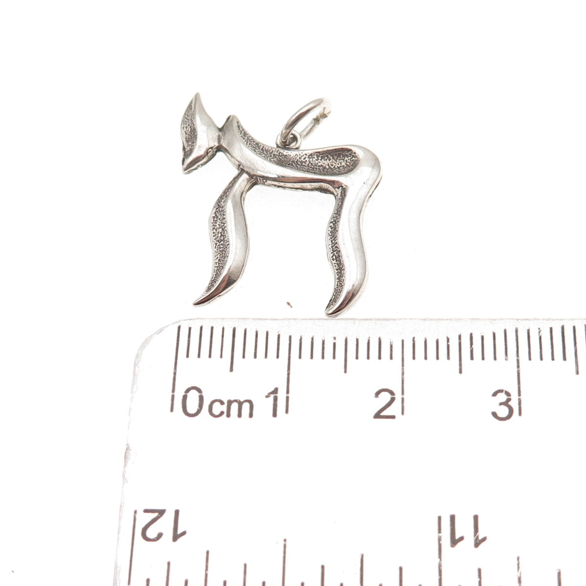 925 Sterling Silver Vintage Chai Judaica Oxidized Charm Pendant