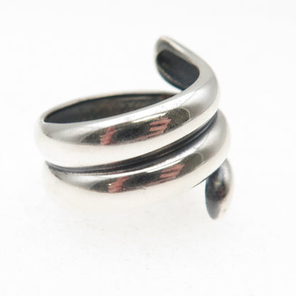 CID Clyde Duneier Sterling Silver Vintage Modernist Wrap Oxidized Ring Size 7.5