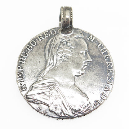 833 Silver Antique 1780 Austrian Empire "1 Thaler - Maria Theresia" Coin Pendant