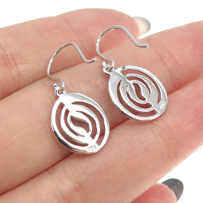925 Sterling Silver Modernist Yin Yang Dangling Earrings
