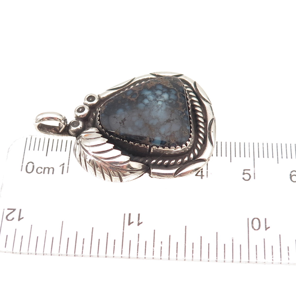 Alice Mc Shirley Old Pawn 925 Sterling Vintage Peacock Turquoise Feather Pendant