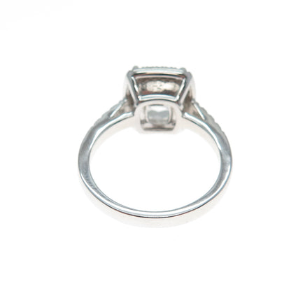 DSMK 925 Sterling Silver Cushion & Round-Cut Shaped C Z Sparkle Ring Size 7.25