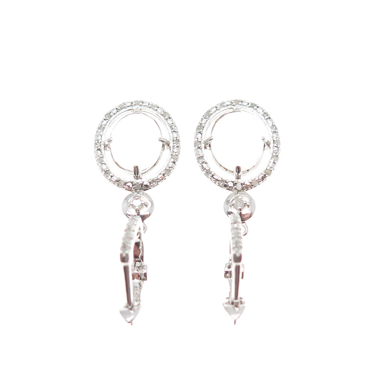 925 Sterling Silver Real Diamond & White Topaz Dangle Earrings