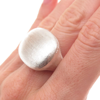 925 Sterling Silver Vintage Modernist Brushed Dome Ring Size 8.25