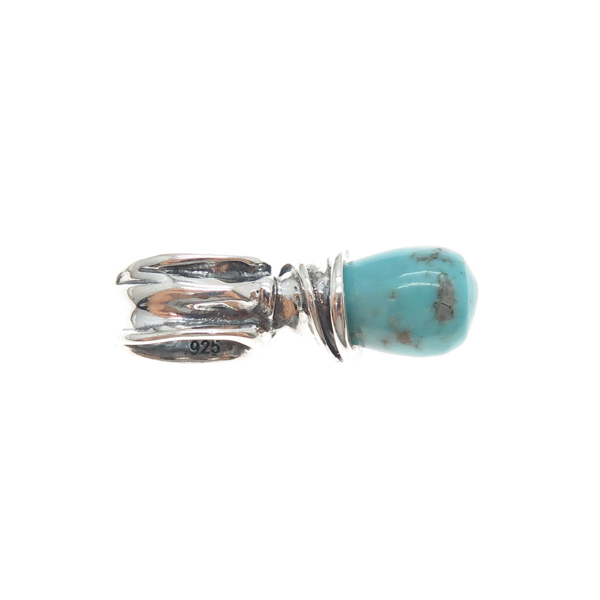 925 Sterling Silver Vintage Real Tyrone Turquoise Modernist Charm Pendant