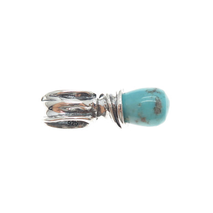 925 Sterling Silver Vintage Real Tyrone Turquoise Modernist Charm Pendant