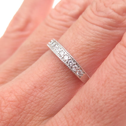 925 Sterling Silver Round-Cut C Z Half Eternity Band Ring Size 7