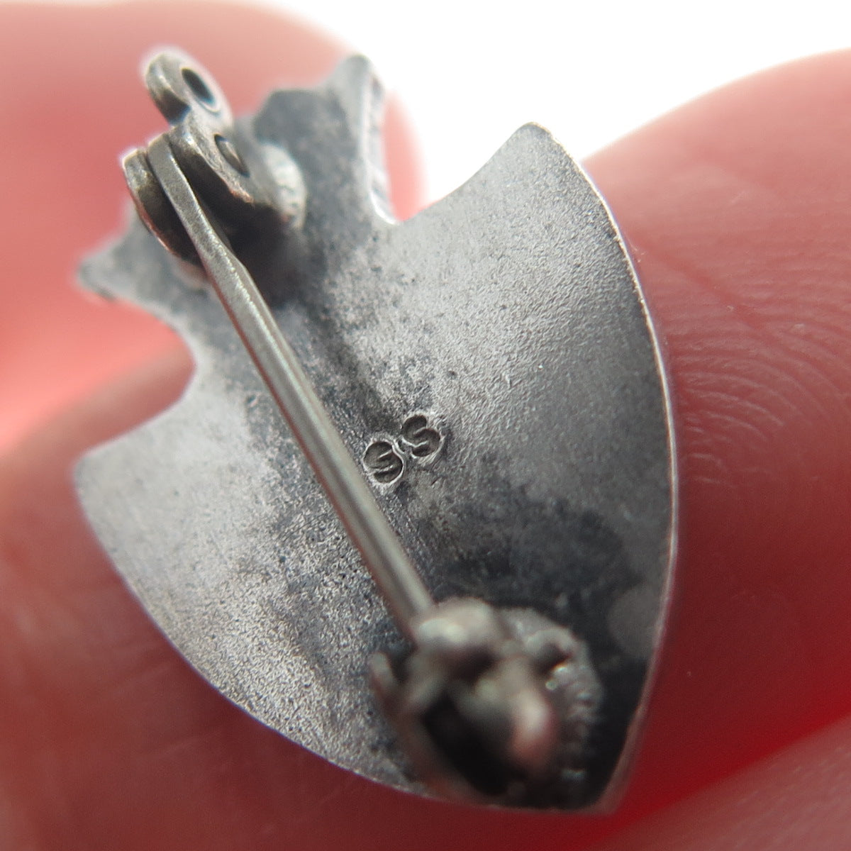 925 Sterling Silver Antique Enamel GM Monogram Crown Coat of Arms Mini Brooch