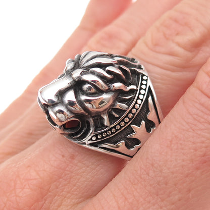 925 Sterling Silver Vintage Lion King Oxidized 3D Ring Size 8.5