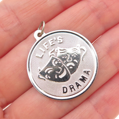JAY POSON 925 Sterling Silver Vintage Life's Drama Comedy Tragedy Masks Pendant