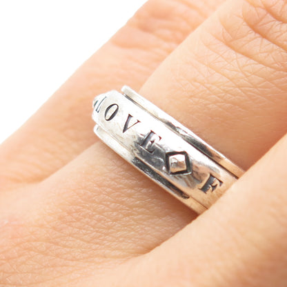 STEVEN LAVAGGI Sterling Vintage Love Faith Hope Peace Rotating Ring Size 7.25