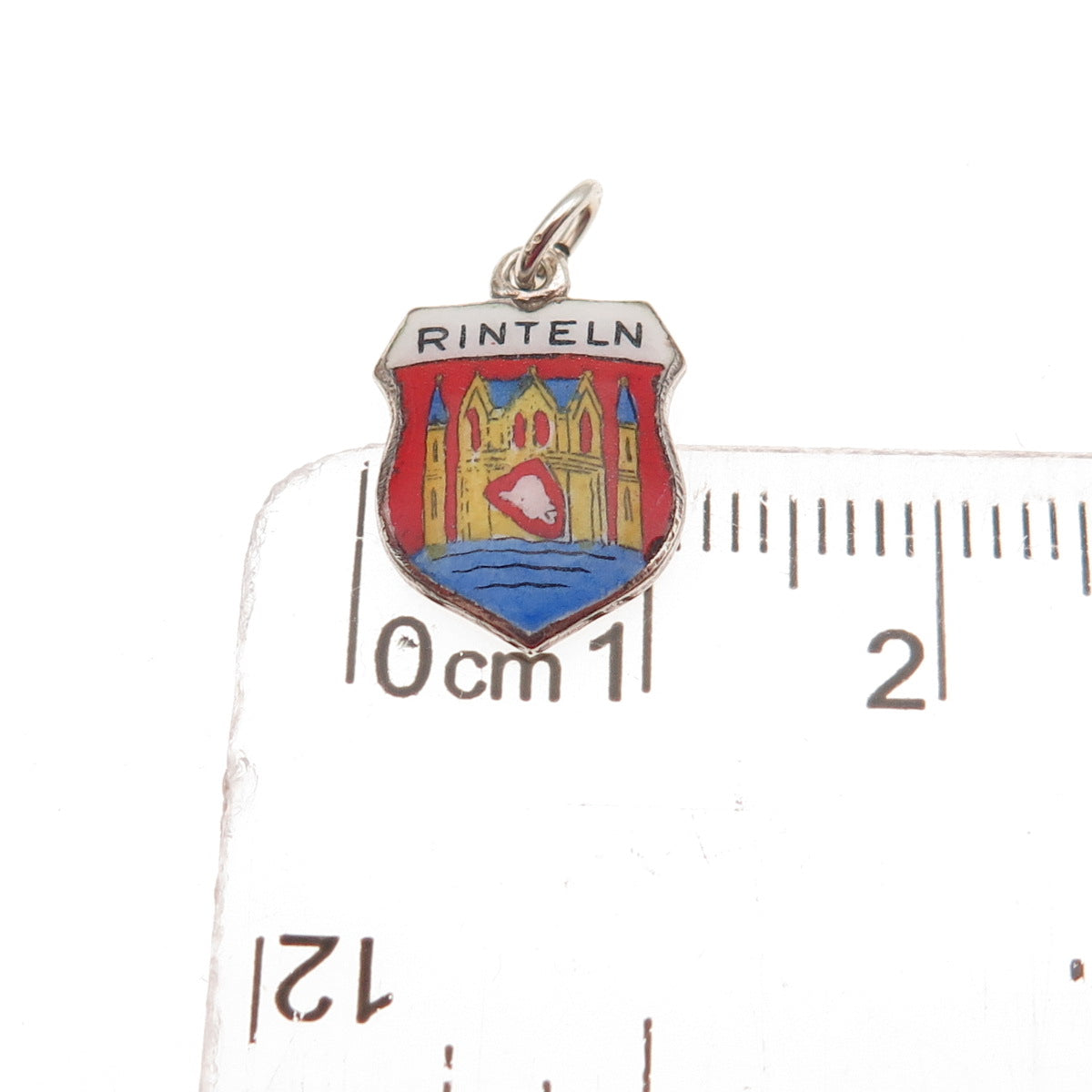 Fritz Reu & Co. 800 Silver Vintage Enamel Rinteln Mini Charm Pendant