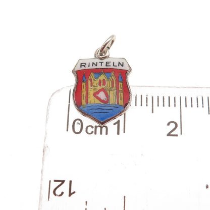 Fritz Reu & Co. 800 Silver Vintage Enamel Rinteln Mini Charm Pendant