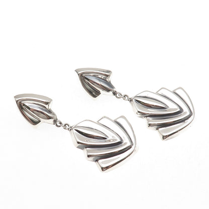 925 Sterling Silver Vintage Mexico Modernist Oxidized Dangle Earrings