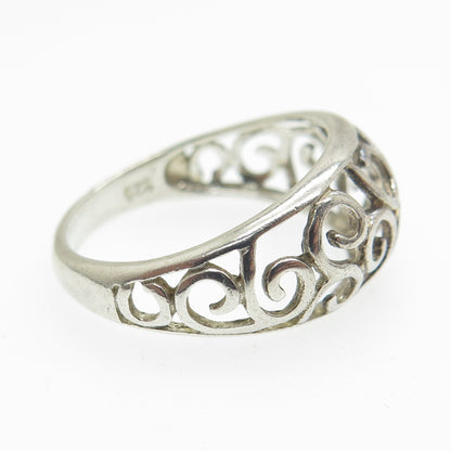 925 Sterling Silver Vintage Swirl Ring Size 8.25