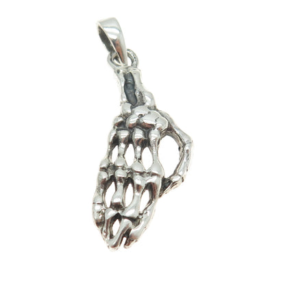 925 Sterling Silver Vintage Skeleton Hand Biker Pendant