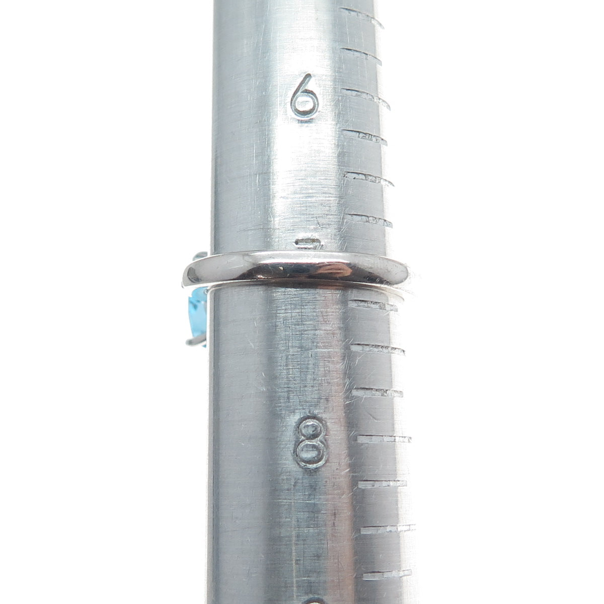 925 Sterling Silver Real Cushion-Cut Blue Topaz & Black Spinel Ring Size 7.25