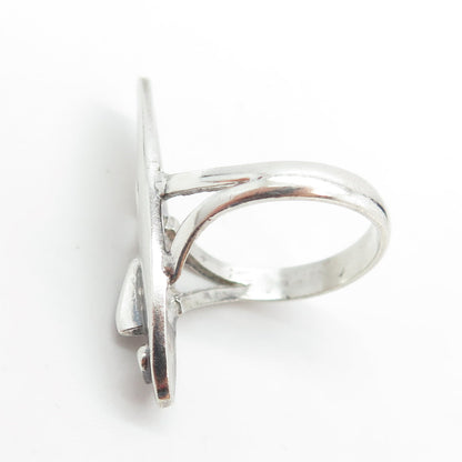 925 Sterling Silver Vintage Mexico Aztec Tribal Mask Ring Size 8.25