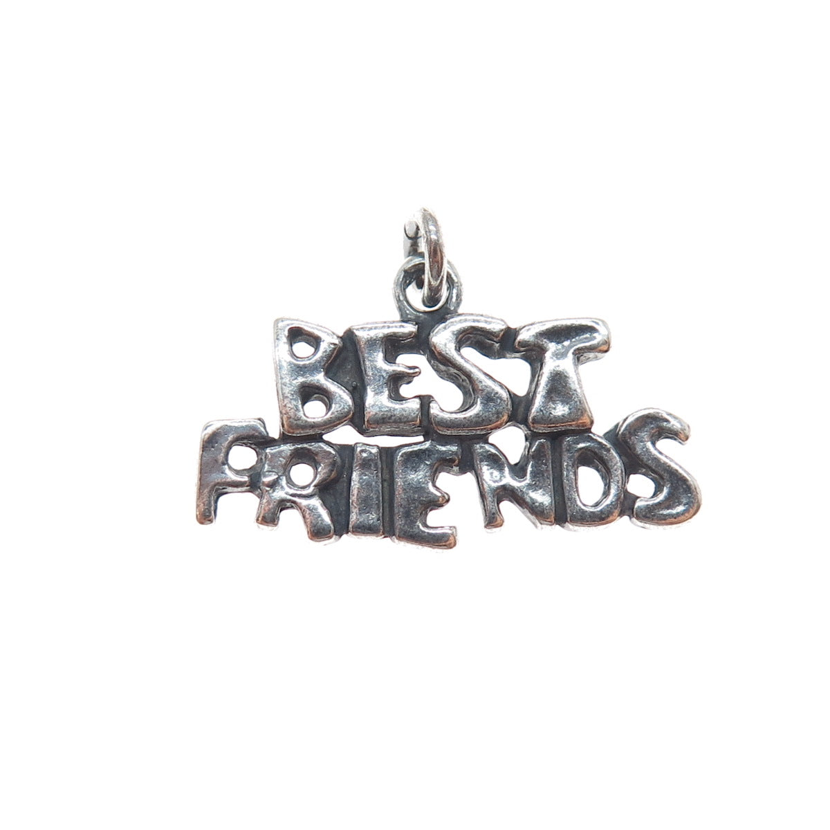 SUNDANCER 925 Sterling Silver Vintage Best Friends Oxidized Charm Pendant
