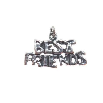 SUNDANCER 925 Sterling Silver Vintage Best Friends Oxidized Charm Pendant