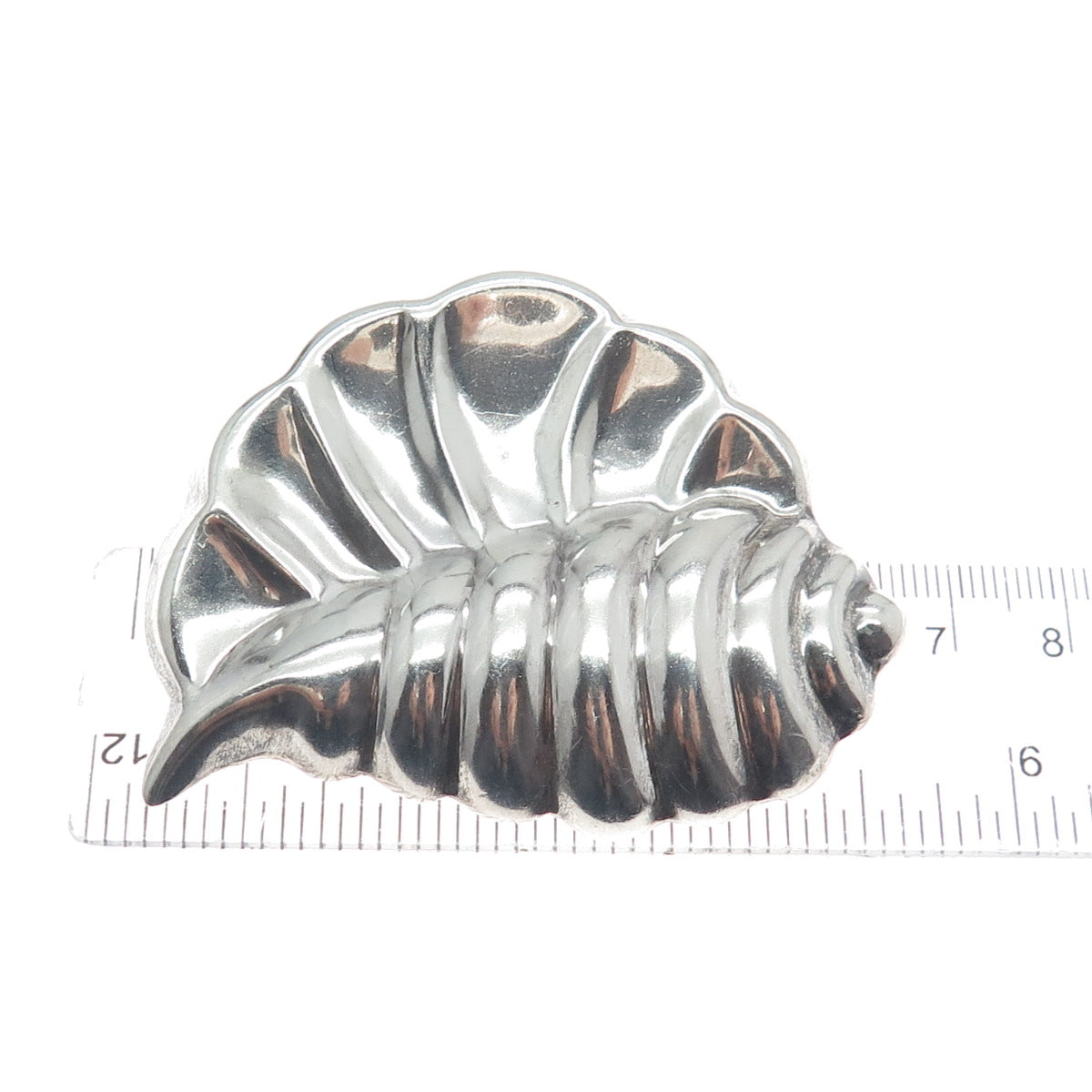 925 Sterling Silver Vintage Mexico Modernist Puffy Seashell Pin Brooch