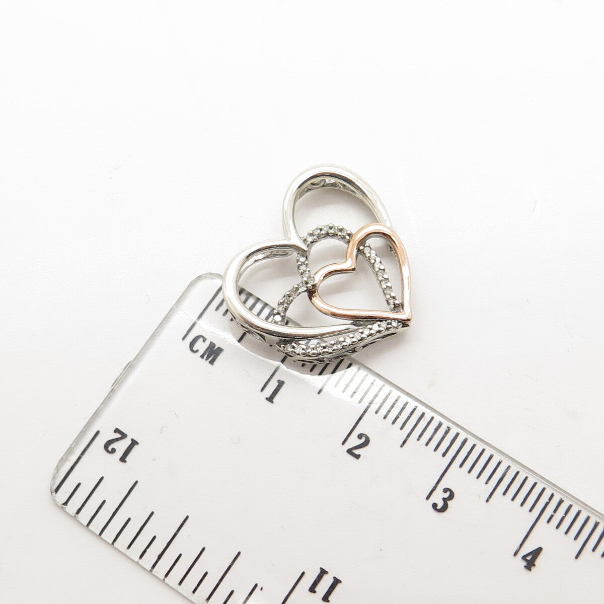 ALWAND VAHAN 14K Rose Gold & 925 Sterling Silver Diamond Heart Slide Pendant