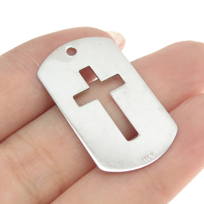 TRU KAY 925 Sterling Silver Vintage Cross Tag Pendant