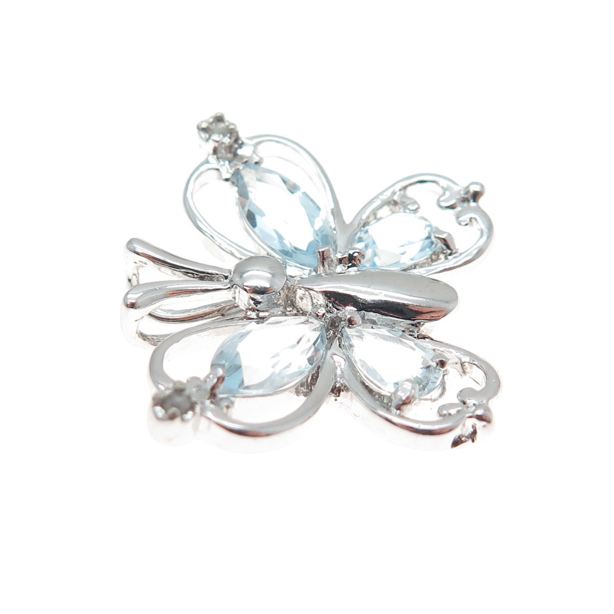 DBJ DEE BERKLE 925 Sterling Real Diamond Accent & Blue Topaz Butterfly Pendant