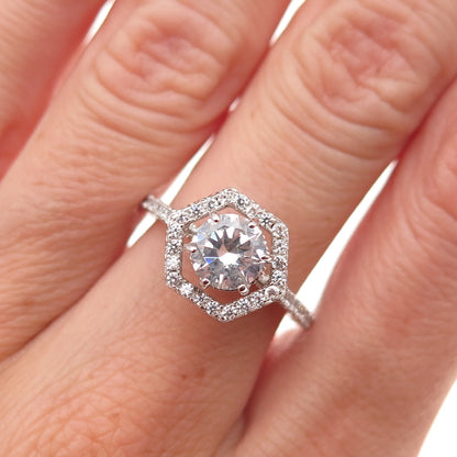 925 Sterling Silver Round-Cut C Z Engagement Size 6.25