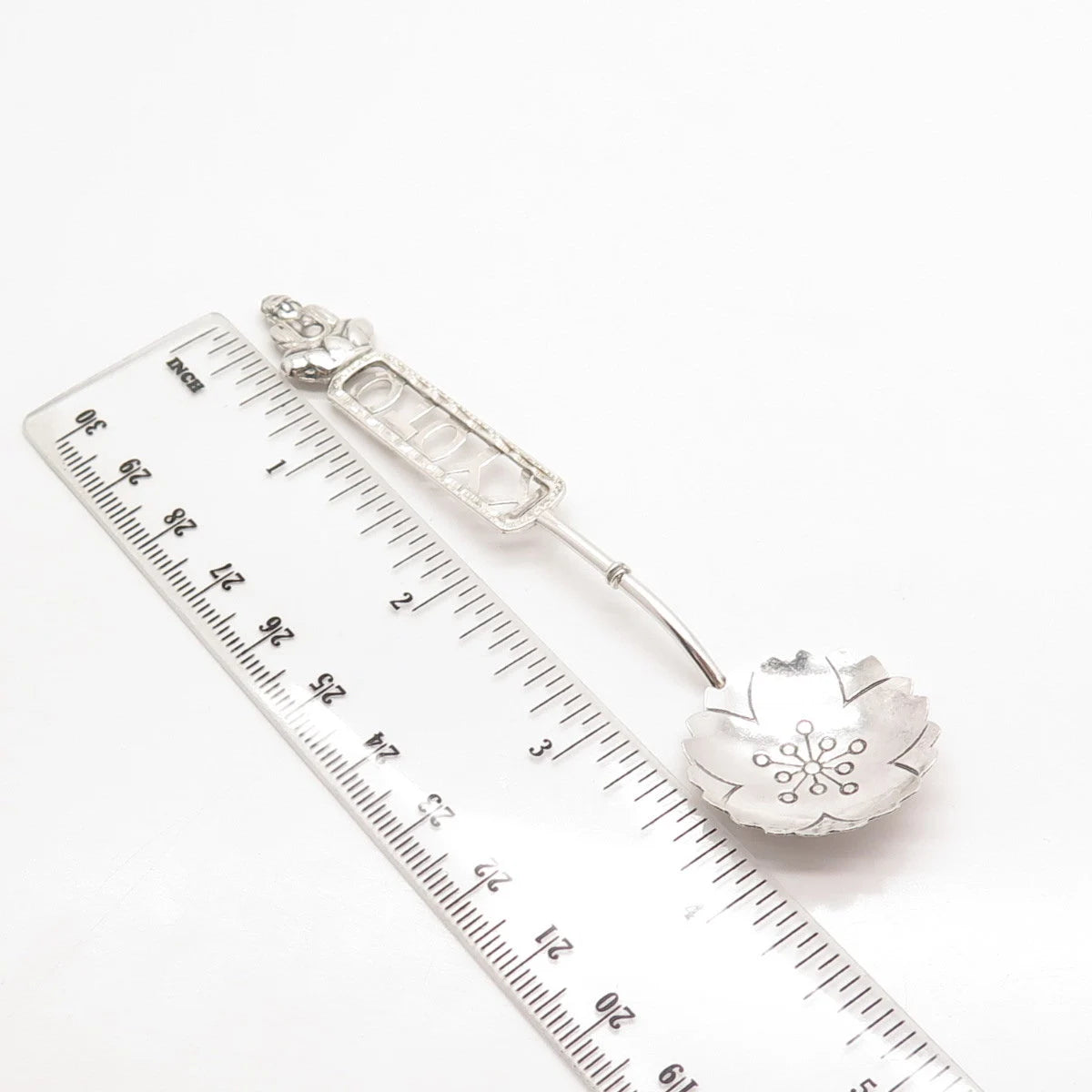 Antique Japan Sterling Silver "Kyoto" Floral Spoon