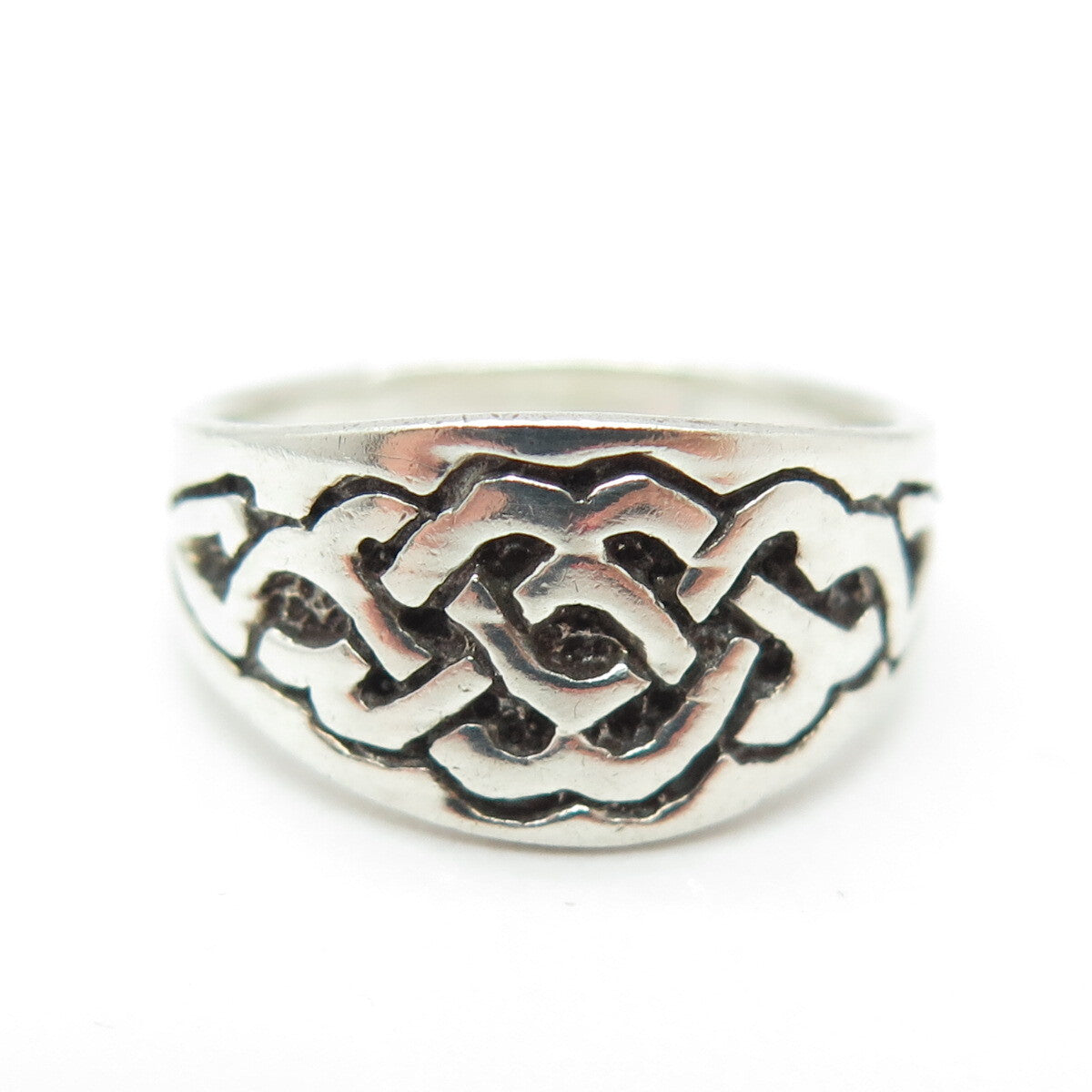 925 Sterling Silver Vintage Celtic Knot Oxidized Ring Size 6