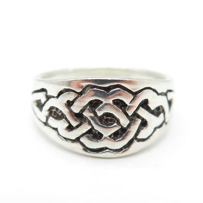 925 Sterling Silver Vintage Celtic Knot Oxidized Ring Size 6
