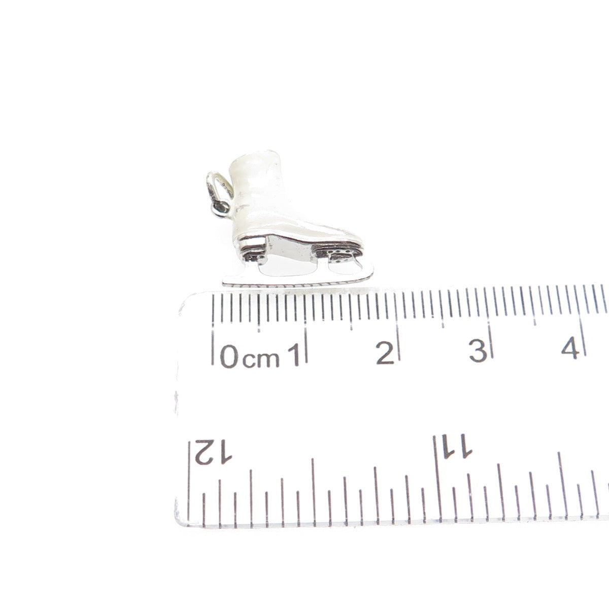 WELLS Sterling Silver Vintage Enamel Ice Skating Shoe Minimalist Charm Pendant