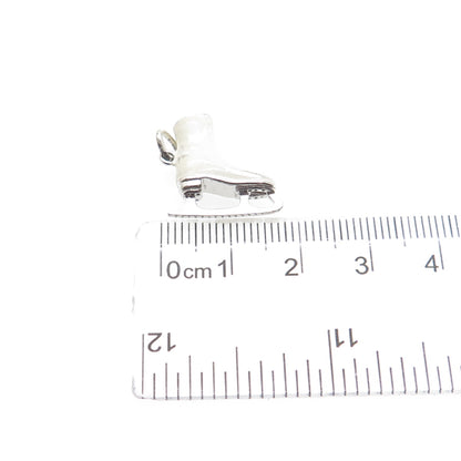 WELLS Sterling Silver Vintage Enamel Ice Skating Shoe Minimalist Charm Pendant
