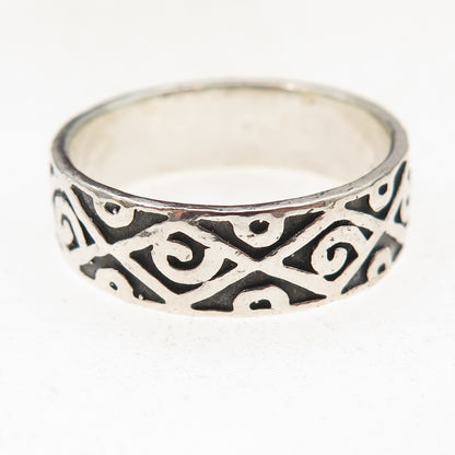925 Sterling Silver Vintage Spiral Oxidized Ring Size 12