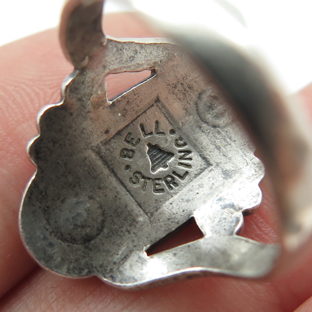 BELL TRADING POST 925 Sterling Silver Vintage Bisbee Turquoise Ring Size 7.5