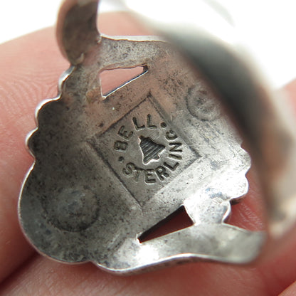 BELL TRADING POST 925 Sterling Silver Vintage Bisbee Turquoise Ring Size 7.5
