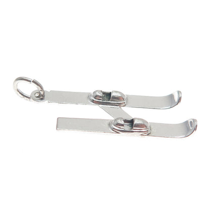 925 Sterling Silver Vintage Skiing Minimalist Charm Pendant