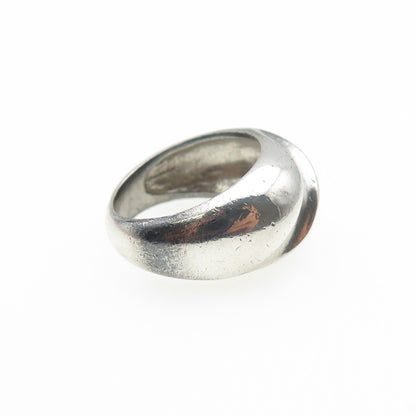 925 Sterling Silver Vintage Modernist Dome Oxidized Ring Size 6.25