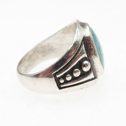 Old Pawn Sterling Silver Vintage Southwestern Turquoise Tribal Ring Size 9.25