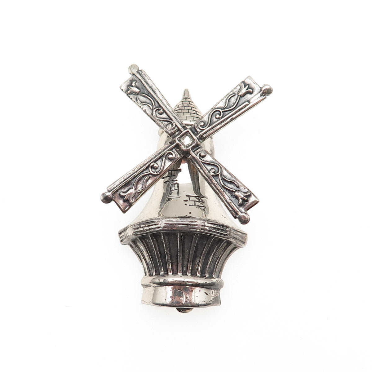 Lang 925 Sterling Silver Antique Art Deco Windmill Oxidized Pin Brooch