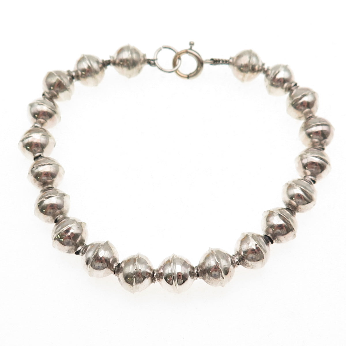 Old Pawn 925 Sterling Silver Gold Filled Lock Vintage Navajo Pearls Bracelet 7"