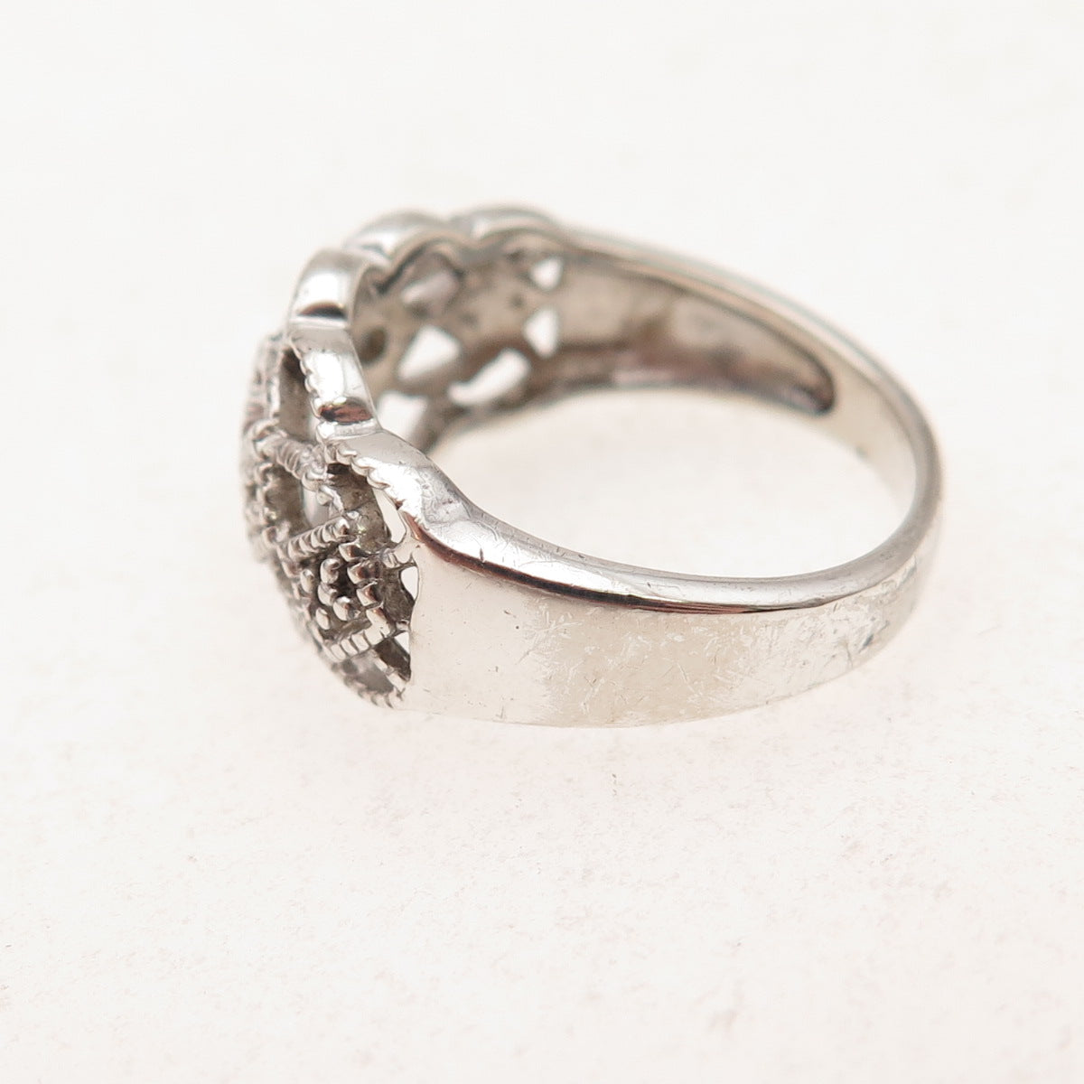 RJ Graziano 925 Sterling Silver Real Round-Cut Diamond Ring Size 6.25