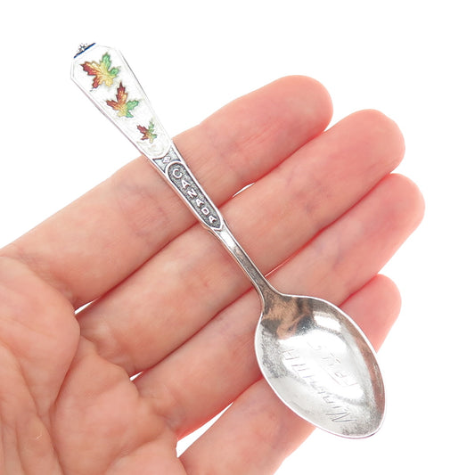 BREADNER CO 925 Sterling Silver Vintage Enamel Canada Niagara Falls Coffee Spoon
