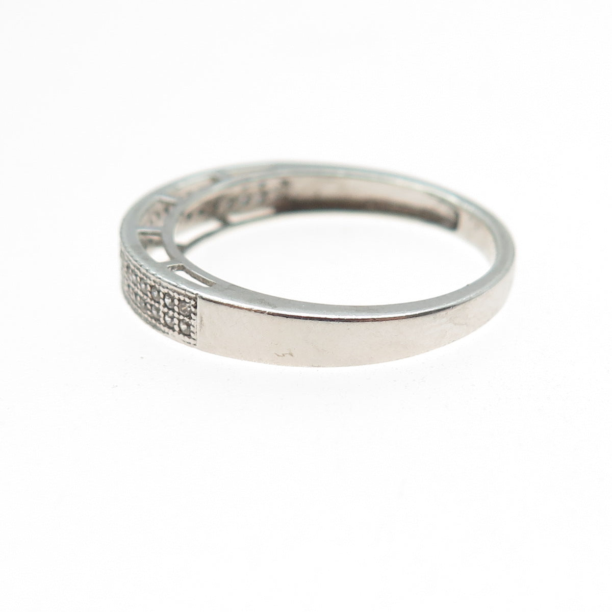 925 Sterling Silver Round-Cut C Z Half Eternity Band Ring Size 9