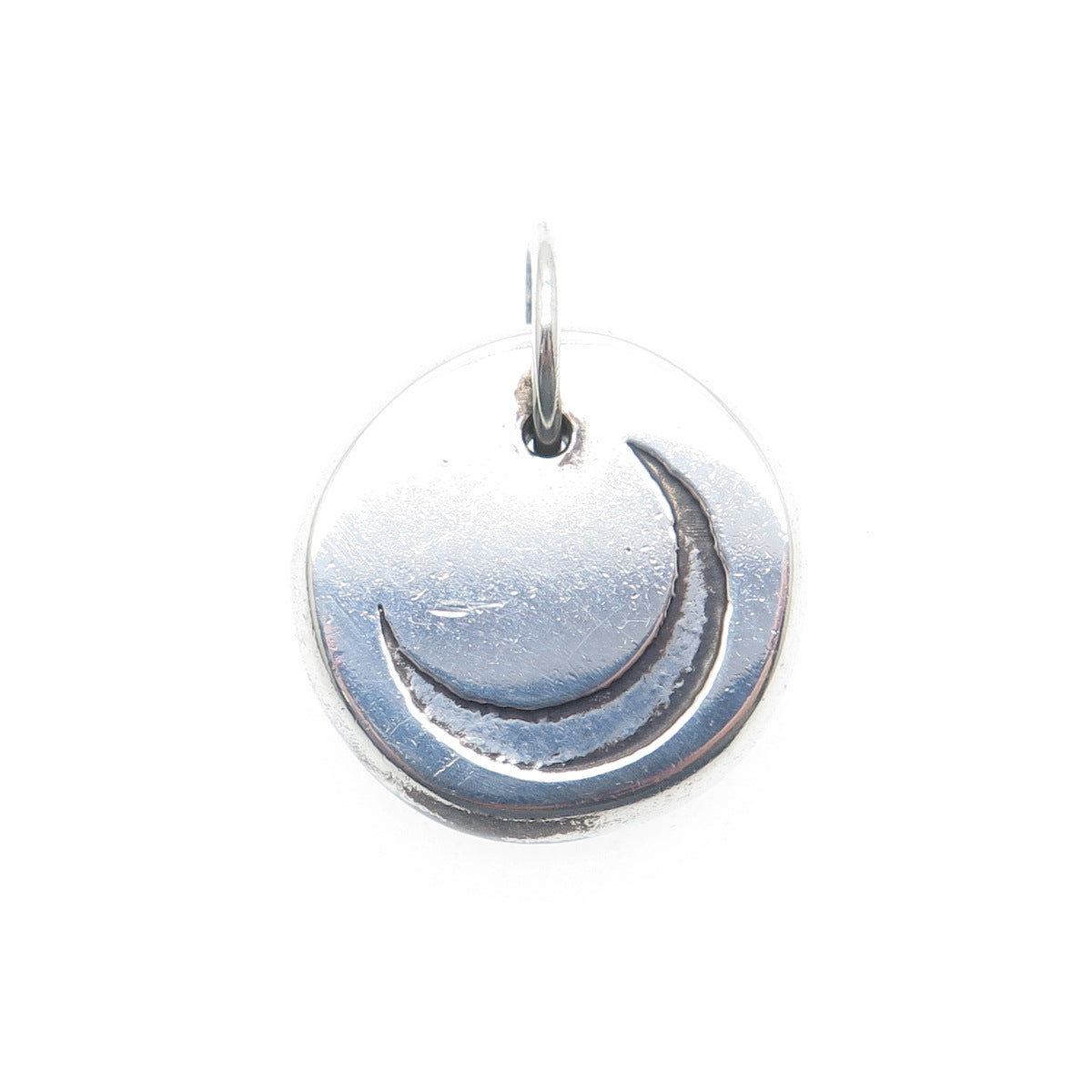 925 Sterling Silver Vintage Crescent & Snowflake Minimalist Charm Pendant